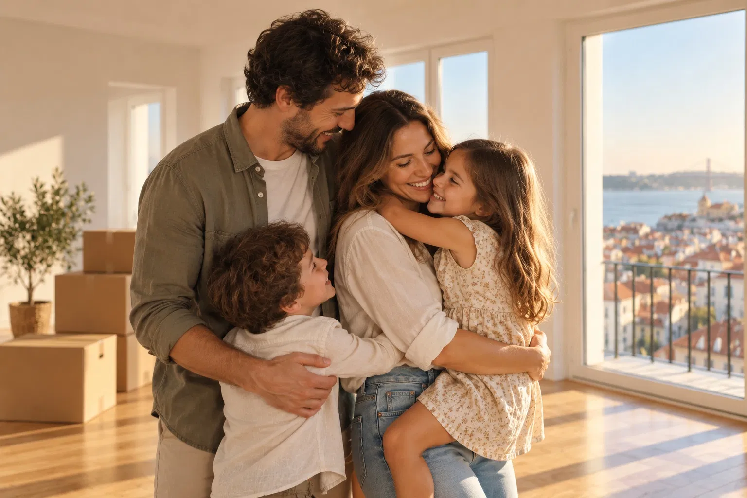 Famiglia nella nuova casa finanziata con mutuo